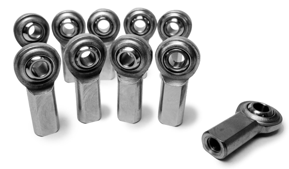 Rod Ends - Inch Female - Steel Housing, PTFE Race - 3/8-24 RH - 10 Pack
