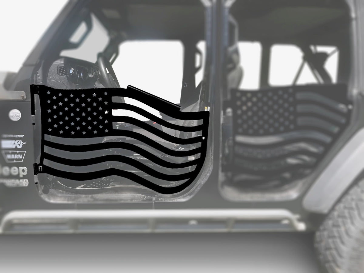 Steinjäger Doors Gladiator JT 2019 to Present Trail, American Flag Design Front Doors Black
