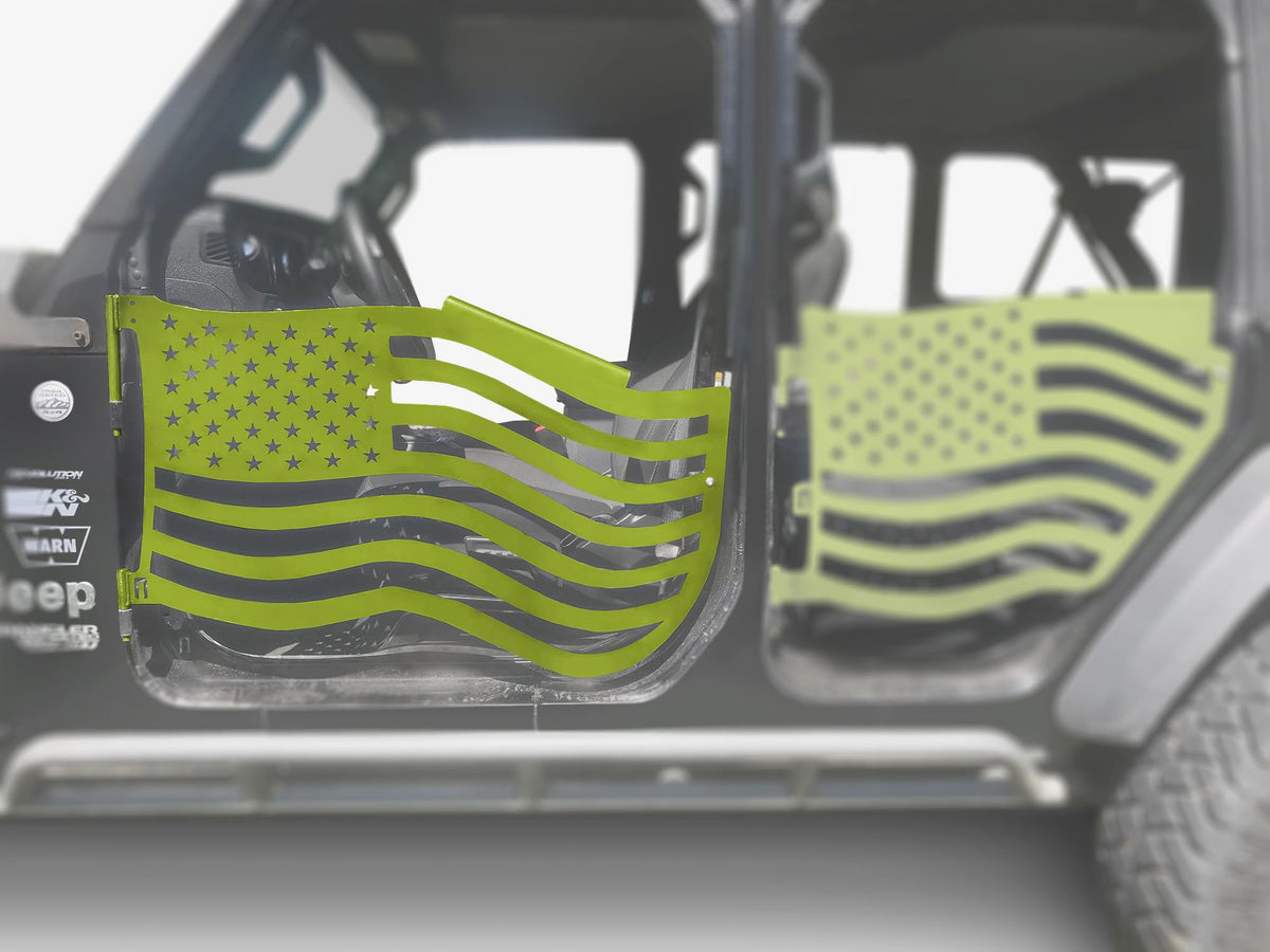 Steinjäger Doors Gladiator JT 2019 to Present Trail, American Flag Design Front Doors Gecko Green