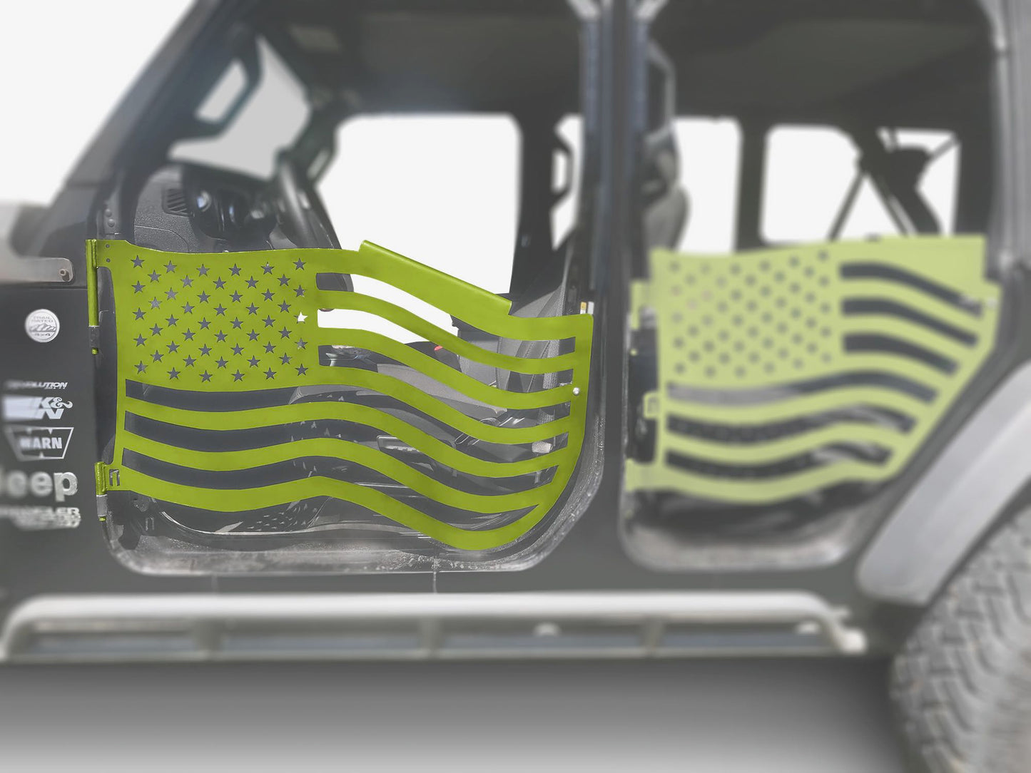 Steinjäger Doors Gladiator JT 2019 to Present Trail, American Flag Design Front Doors Gecko Green
