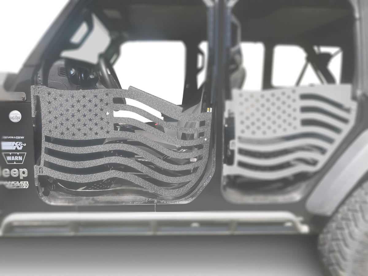 JL and JT Front Premium Flag Trail Doors - Gray Hammertone