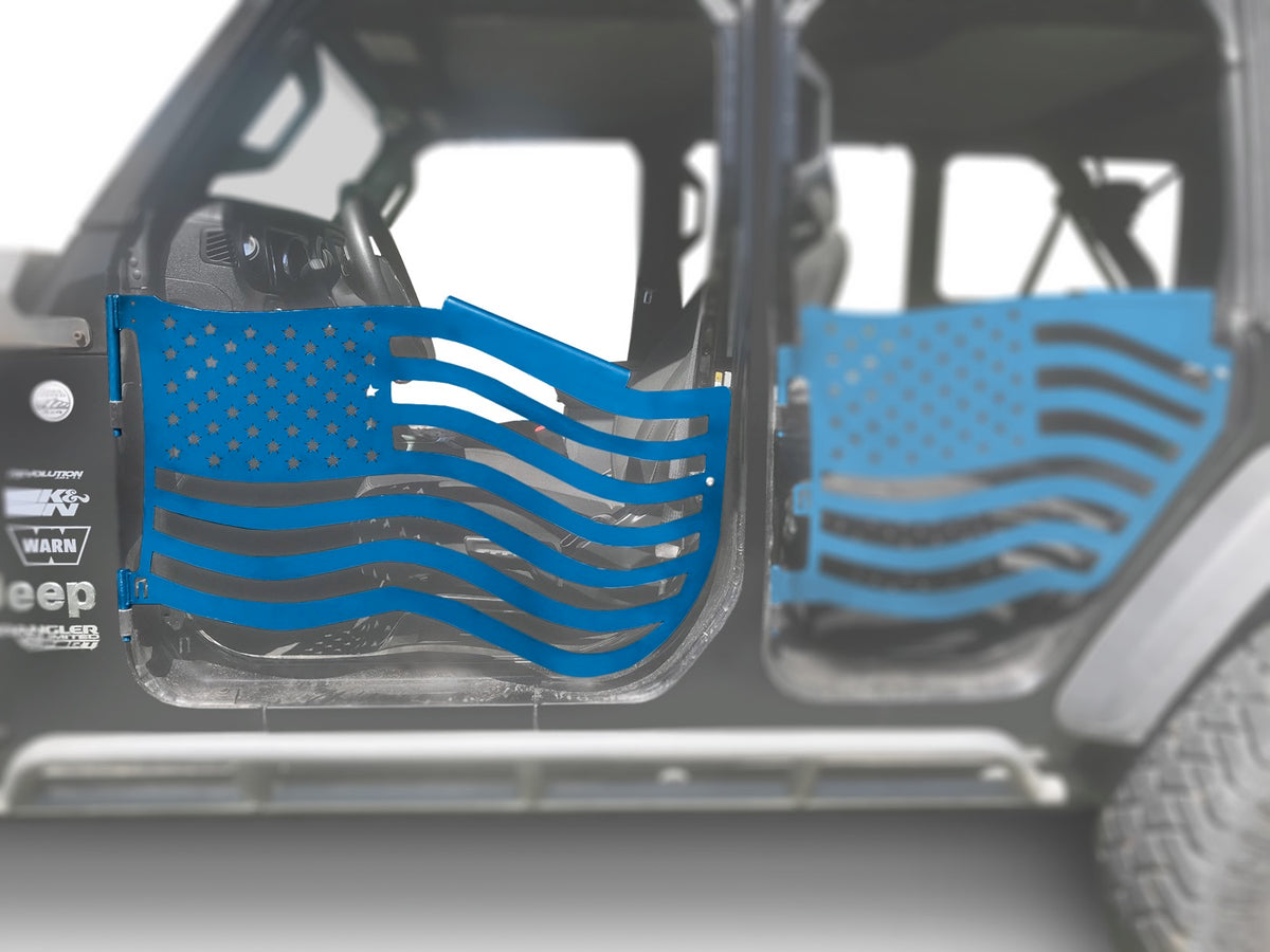 JL and JT Front Premium Flag Trail Doors - Playboy Blue