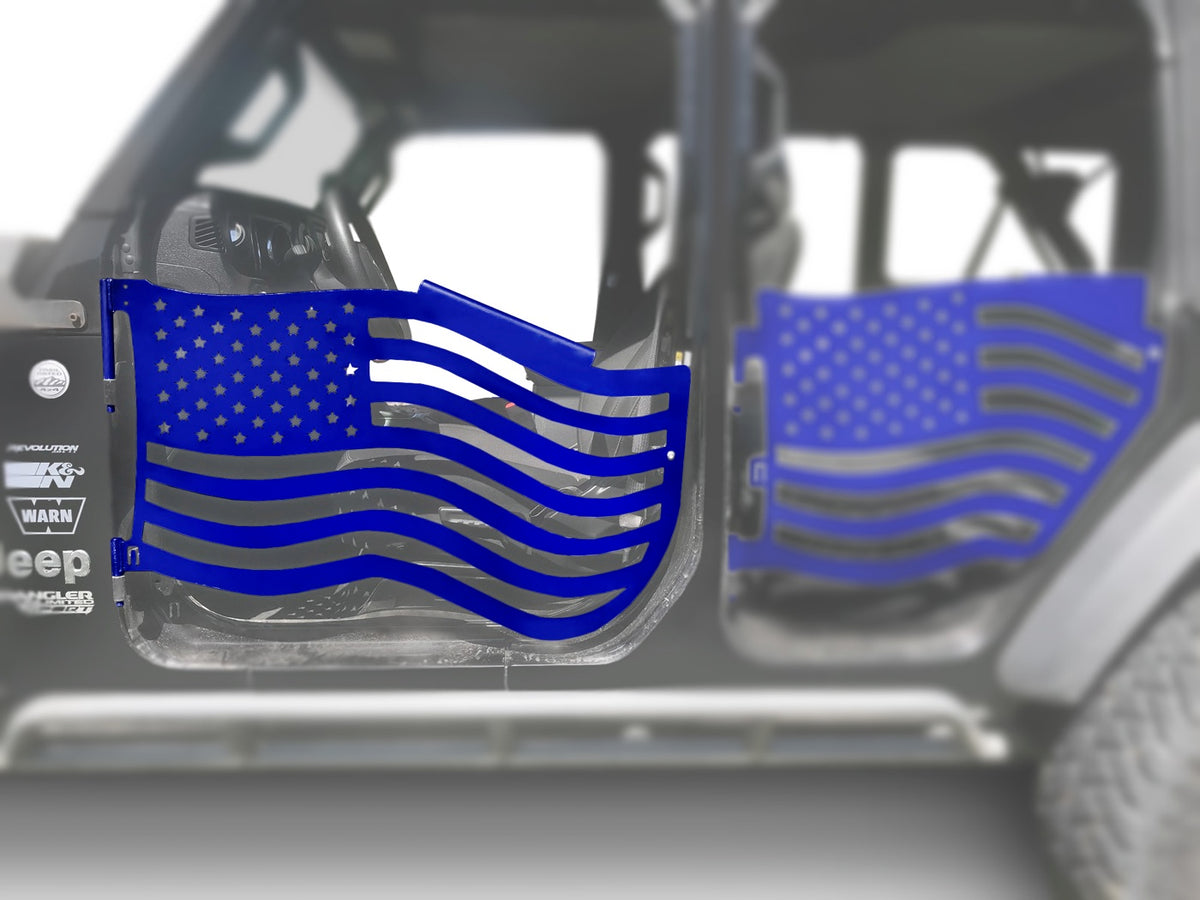 JL and JT Front Premium Flag Trail Doors - Southwest Blue