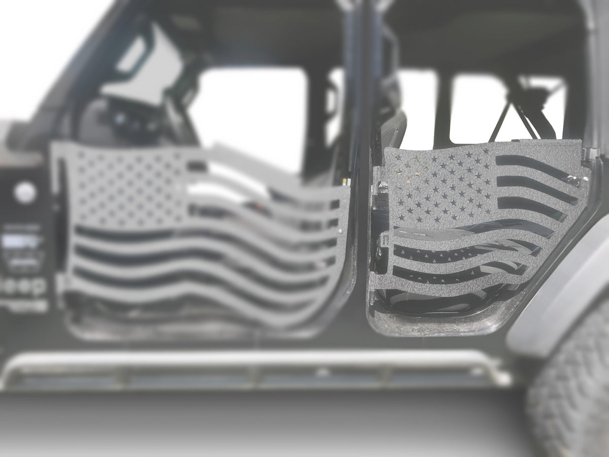 JL and JT Rear Premium Flag Trail Doors - Gray Hammertone