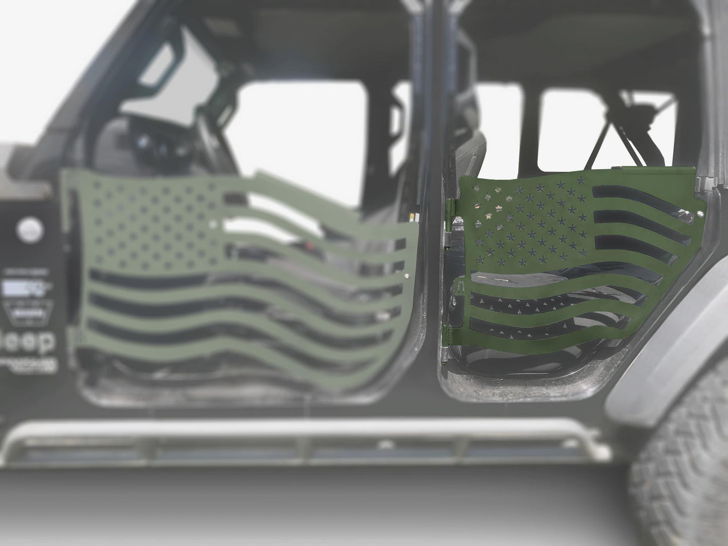 Steinjäger Doors Gladiator JT 2019 to Present Trail, American Flag Design American Flag Locas Green