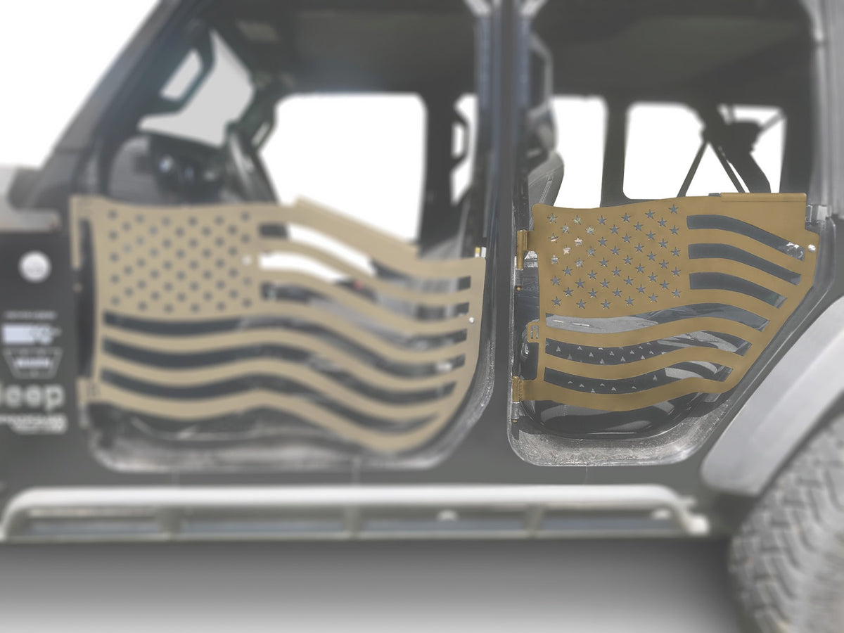 JL and JT Rear Premium Flag Trail Doors - JT - Military Beige