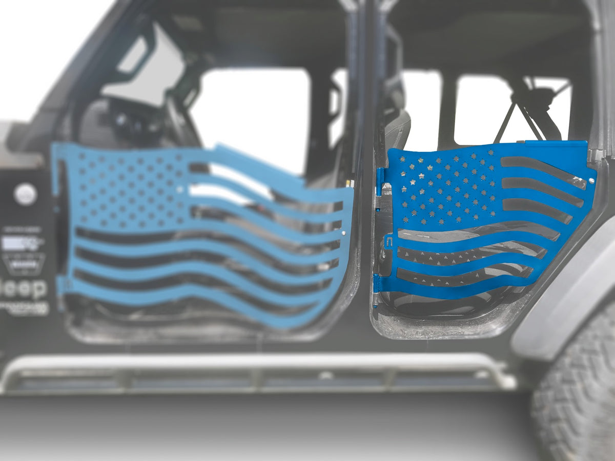 JL and JT Rear Premium Flag Trail Doors - JT - Playboy Blue