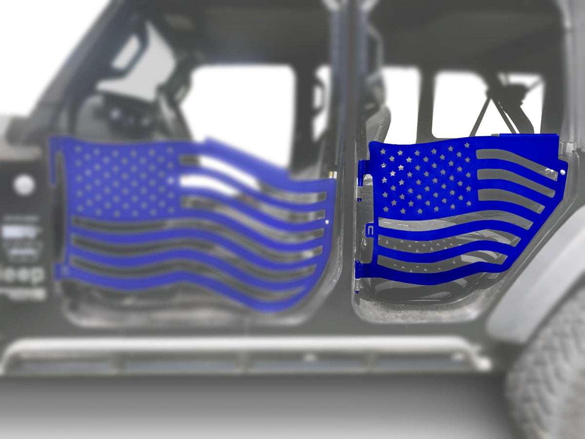 JL and JT Rear Premium Flag Trail Doors - Southwest Blue