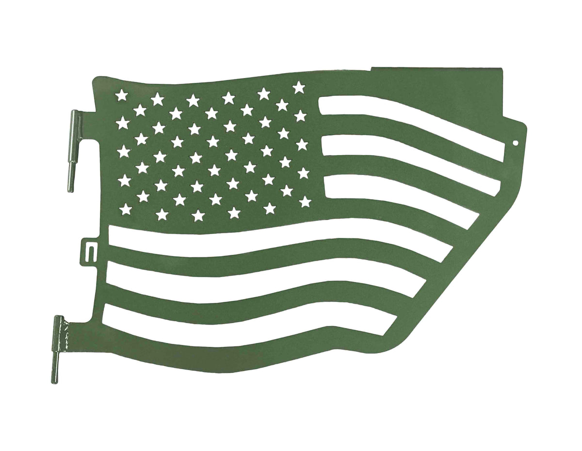 Steinjäger Doors Wrangler JL 2018 to Present Trail, American Flag Design Rear Doors Locas Green