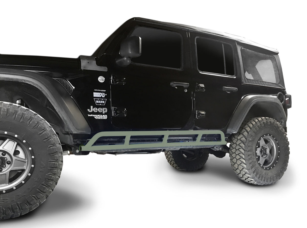 JLU 4-Door Rock Slider Kit - Locas Green