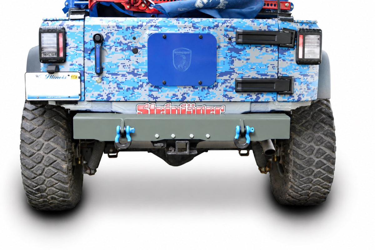 JK Cap-Style Rear Bumper with D-Ring Mounts - Locas Green