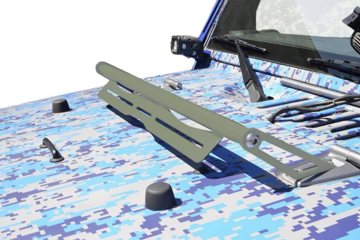 JK Hood-Hinge Light-Mount Brackets - Locas Green