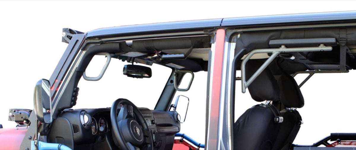 JKU Front and Rear Rigid Grab Handle Kit - Gray Hammertone