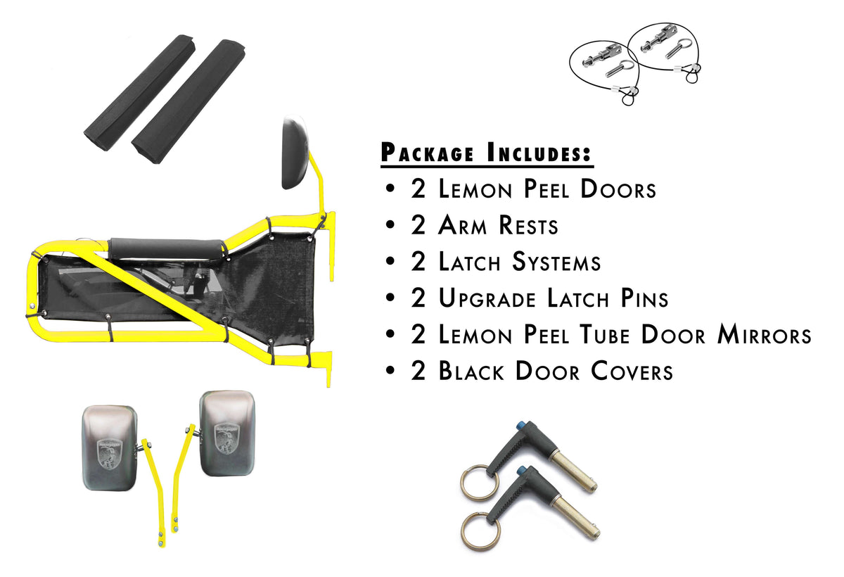 Steinjäger Doors Wrangler JK 2007-2018 Trail, Tubular Style Kit, Front Doors Lemon Peel Doors - Black Covers