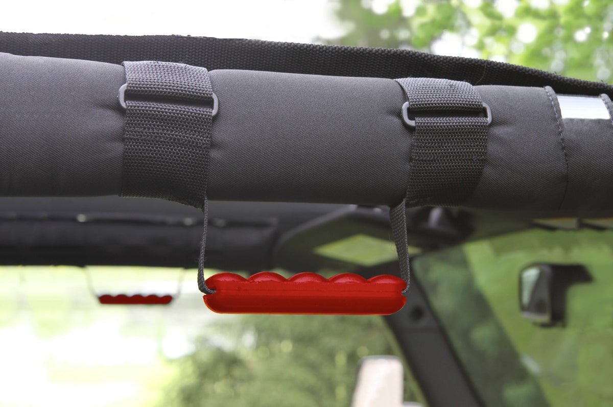 JK Roll-Bar Wrap-Around Grab Handle Pair - Red