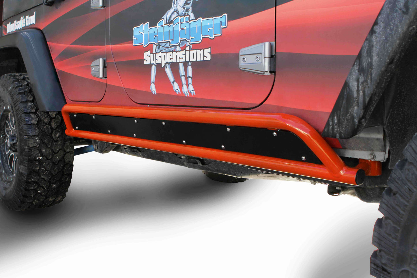Steinjäger Armor Wrangler JK 2007-2018 Rock Sliders Phantom Frame for 4 Door Models Fluorescent Orange