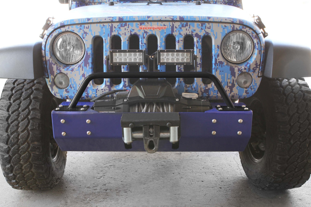 JK Short Bumper-Mounted Light Bracket - Black
