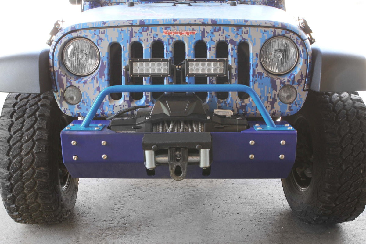 JK Short Bumper-Mounted Light Bracket - Playboy Blue