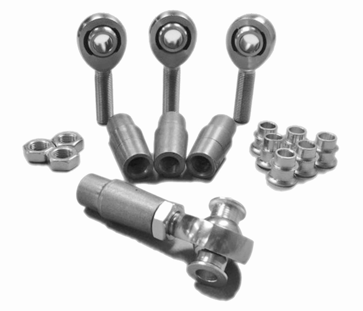Rod End Kits - Heims, Nuts, Bungs, Inserts - M12 x 1.75 RH and LH - Steel Housing, PTFE Race - Fits 1.000 x 0.120 Tubing - 4 Rod Ends