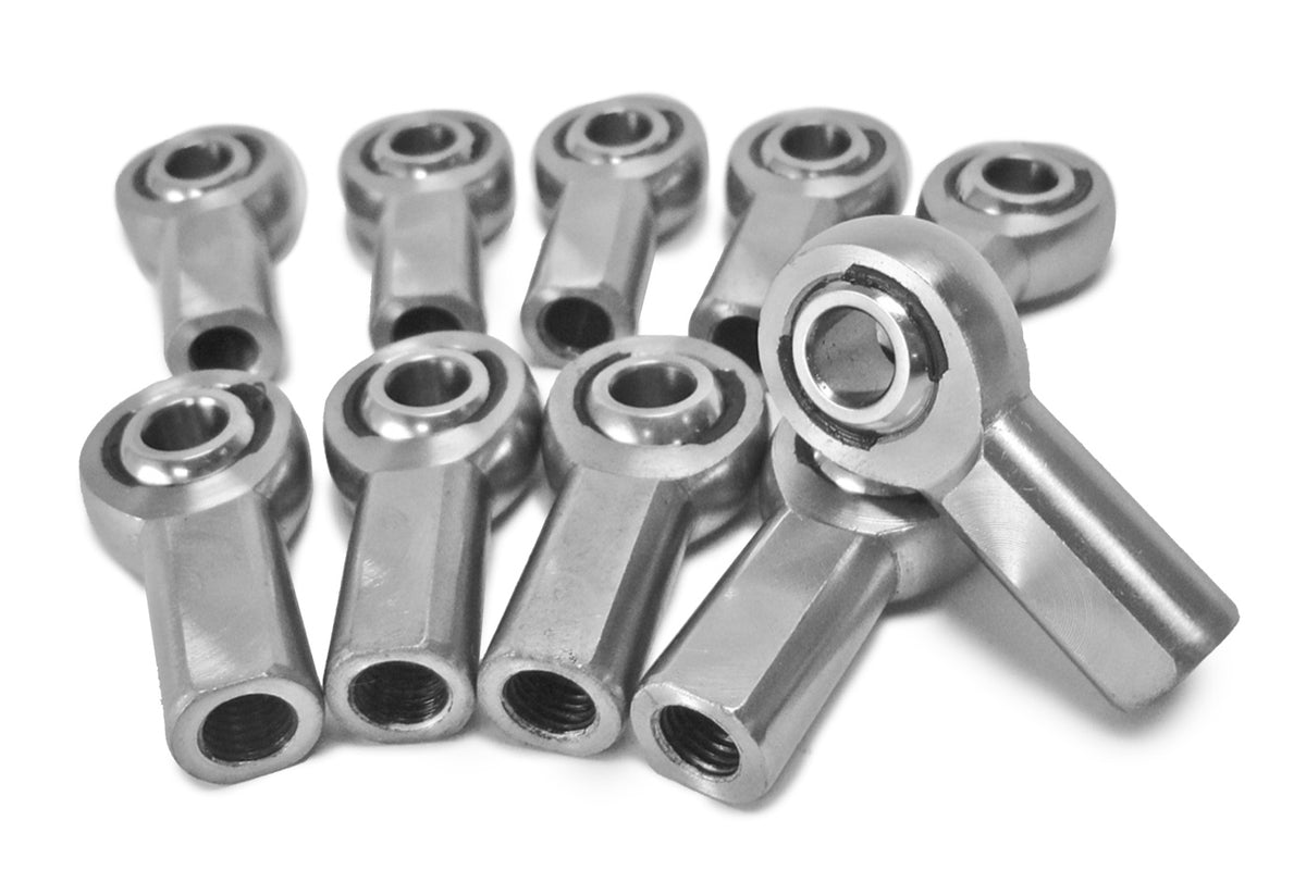 Rod Ends - Inch Female - Chrome Moly Housing, Nylon Race - 3/8-24 RH - 10 Pack