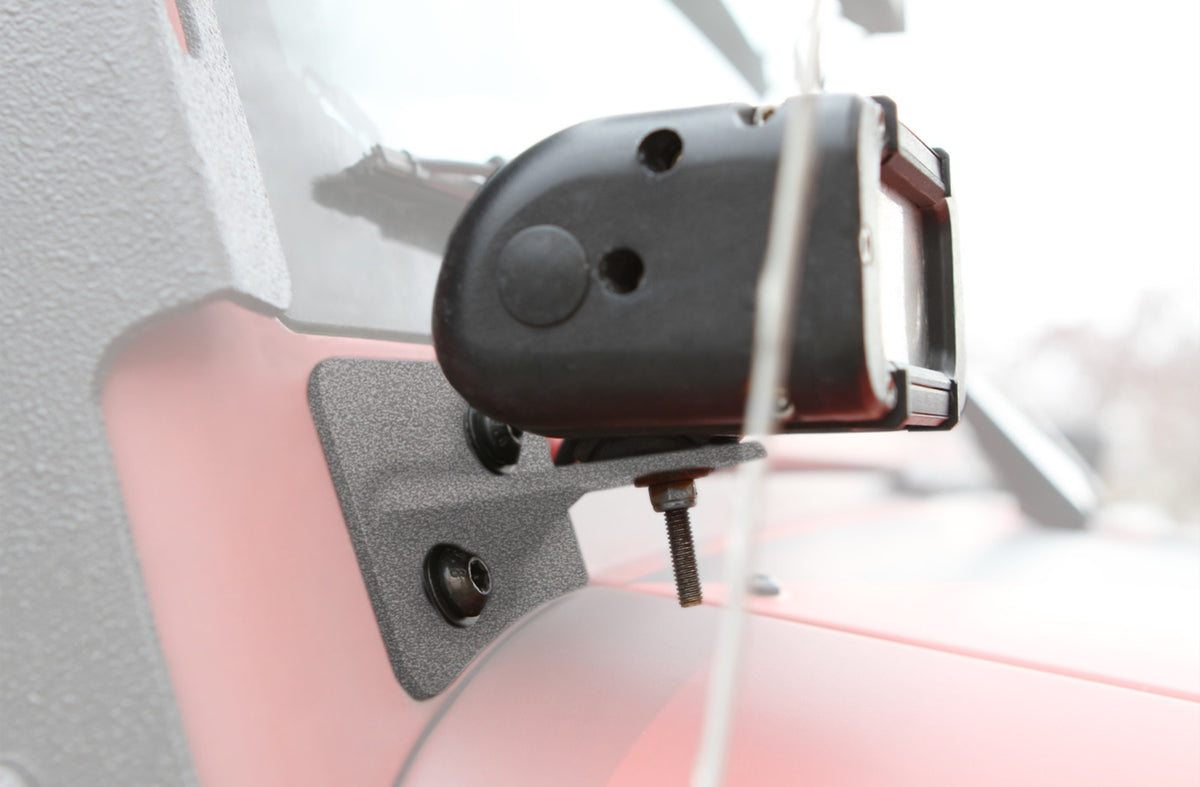 JK Lower Windshield LED Light Kit - Classic Finishes - Gray Hammertone