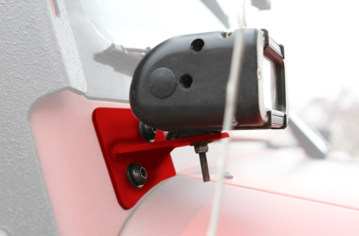 JK 1/8-Inch Lower-Windshield Light Mounts - Red Baron