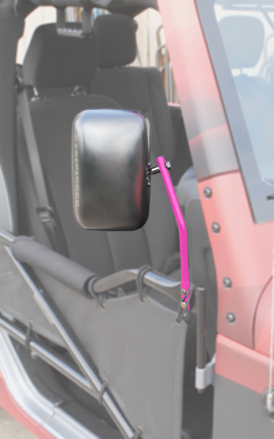 JK, JL and JT Tube-Door Mirror Kits - Hot Pink