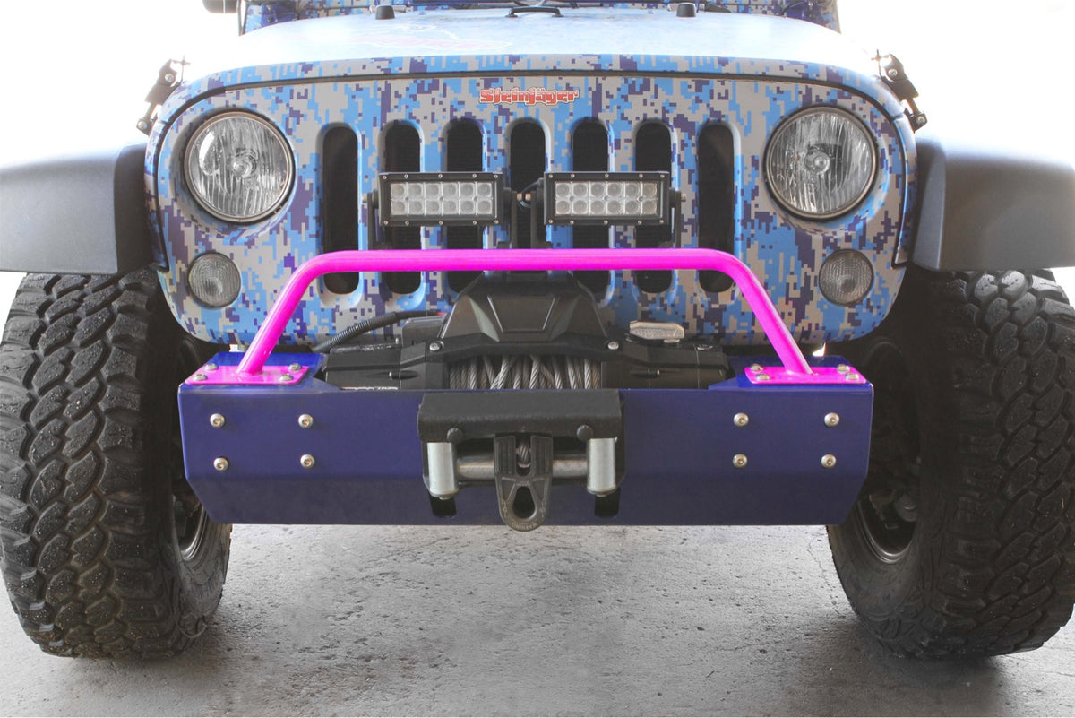 JK Short Bumper-Mounted Light Bracket - Hot Pink