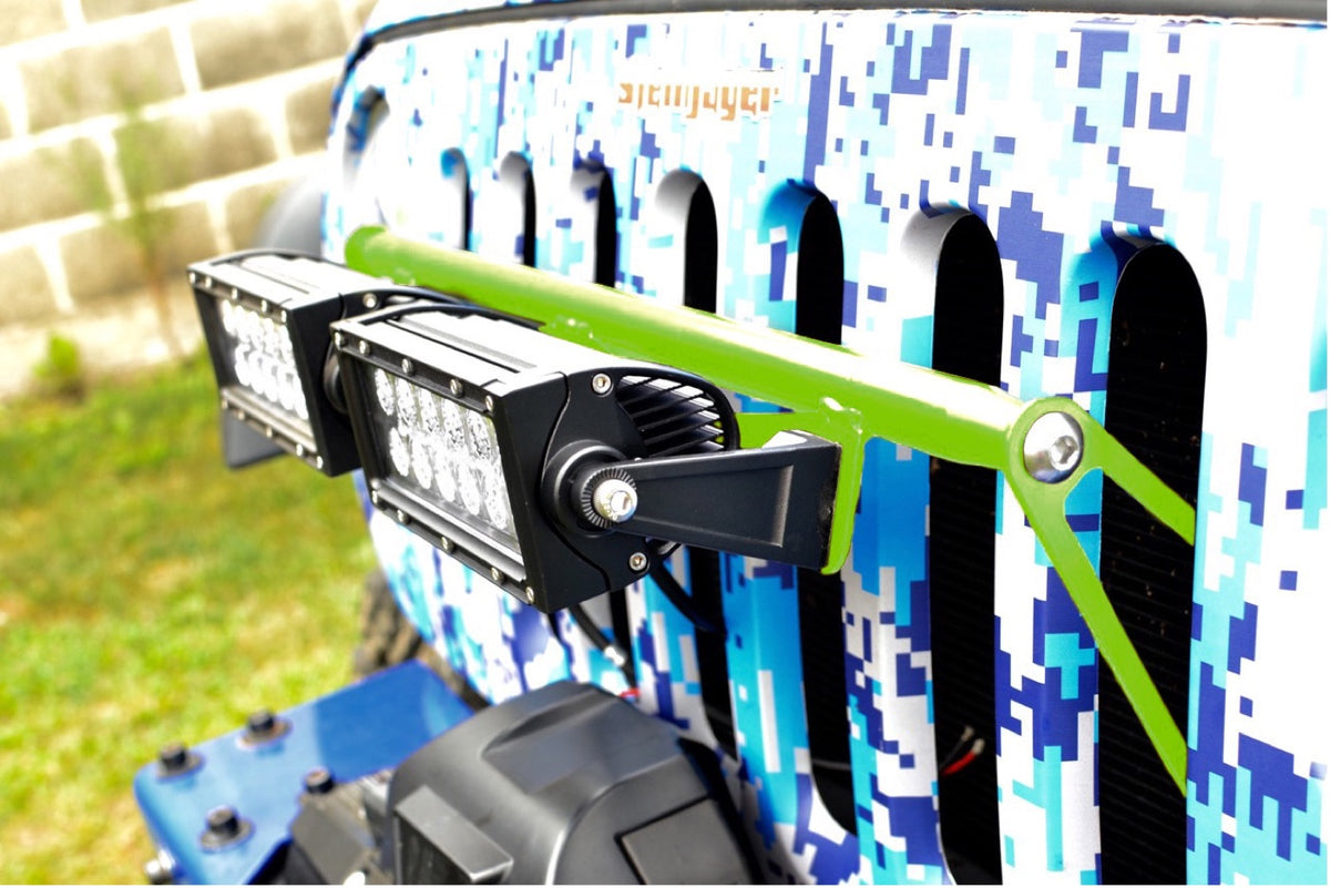 JK Grille Light Bar with Lights - Gecko Green