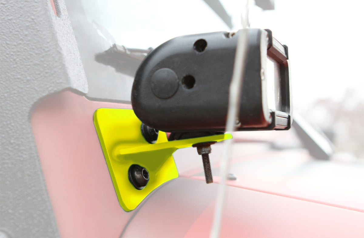 JK Lower Windshield LED Light and Bracket Kit - Neon Yellow