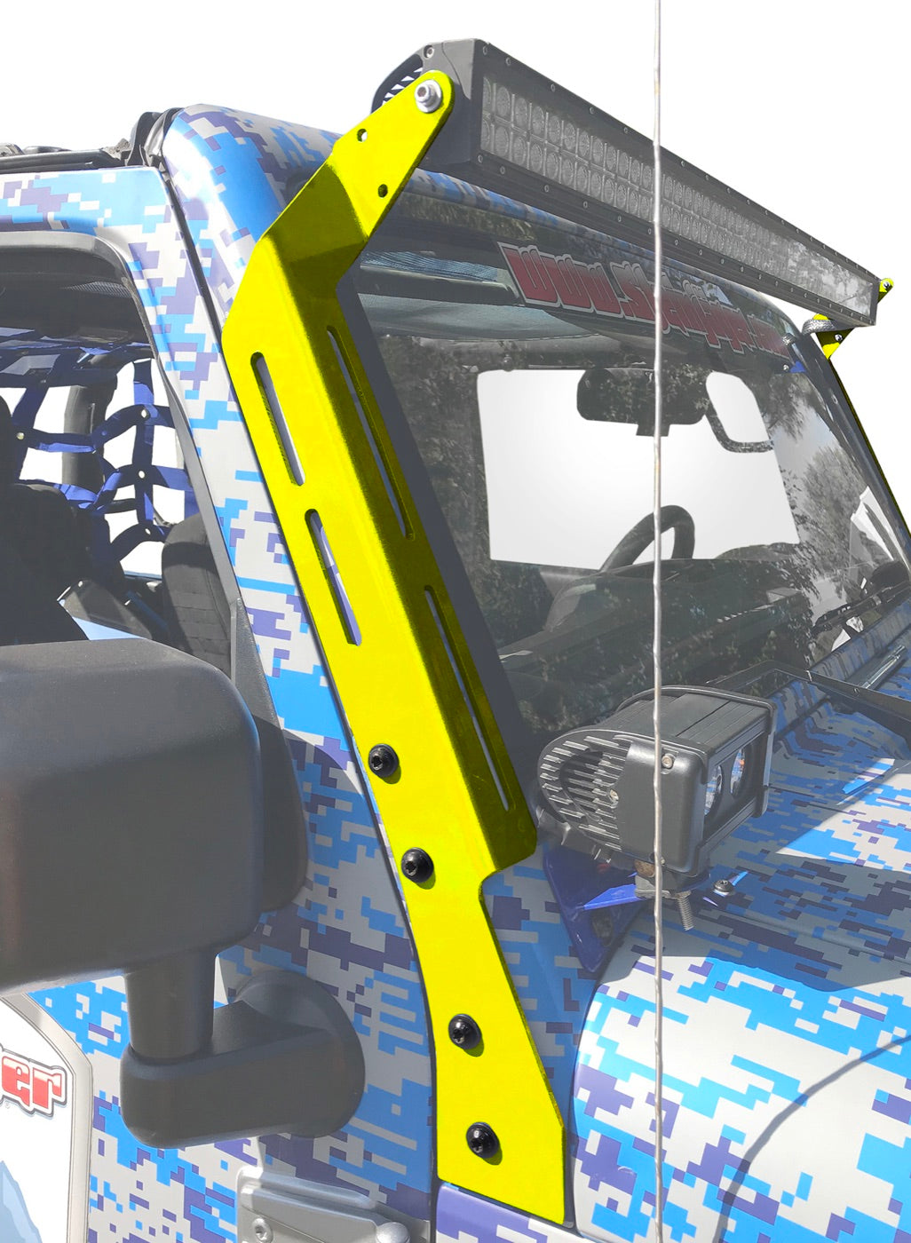 JK 50-Inch Light Bar A-Pillar Brackets - Neon Yellow