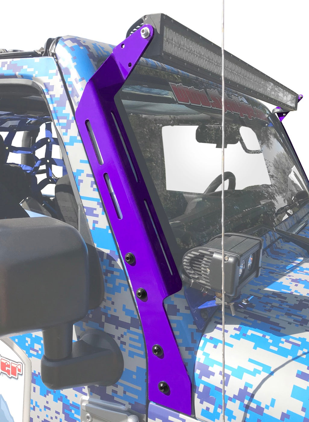 JK 50-Inch Light Bar A-Pillar Brackets - Sinbad Purple