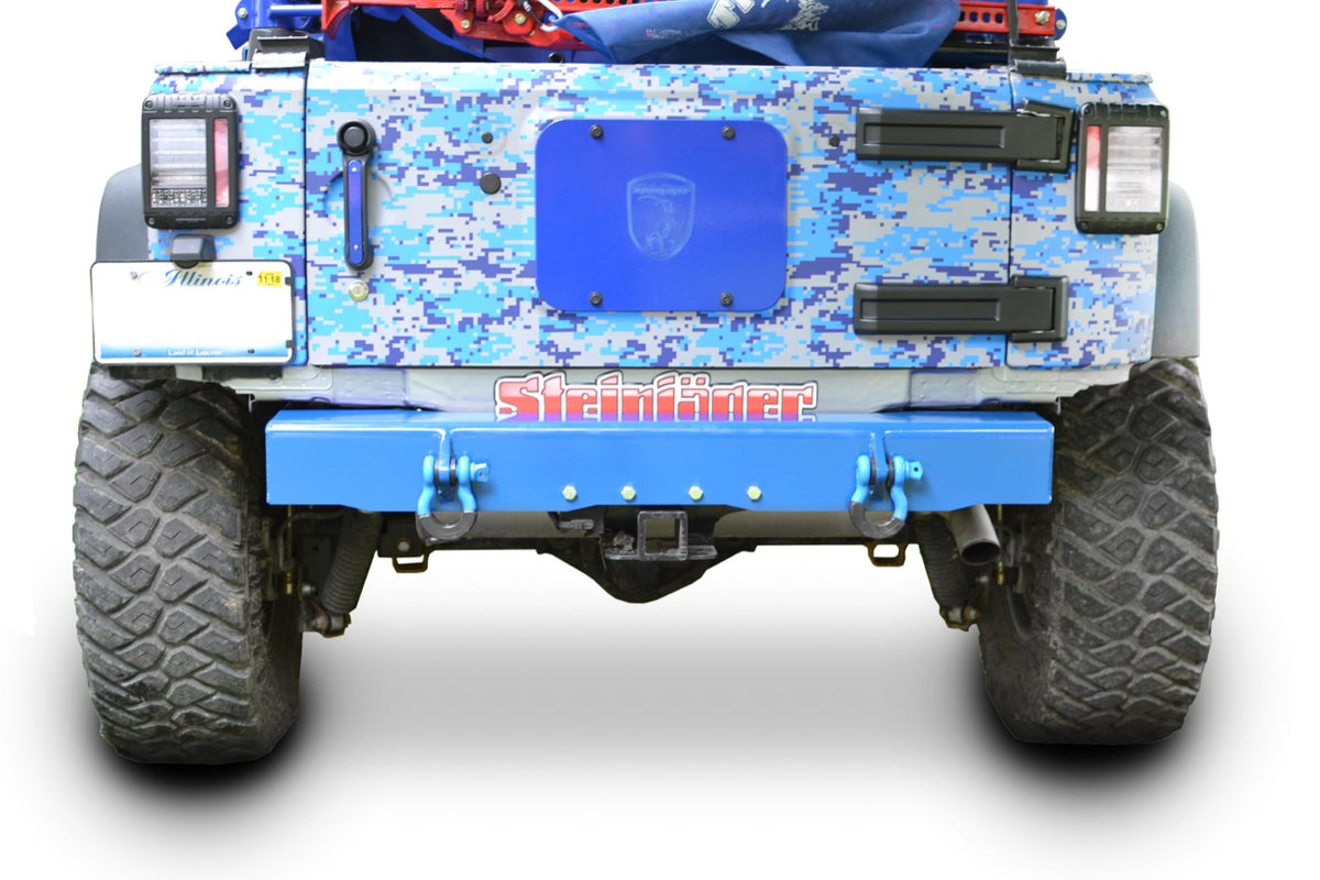 JK Cap-Style Rear Bumper with D-Ring Mounts - Playboy Blue