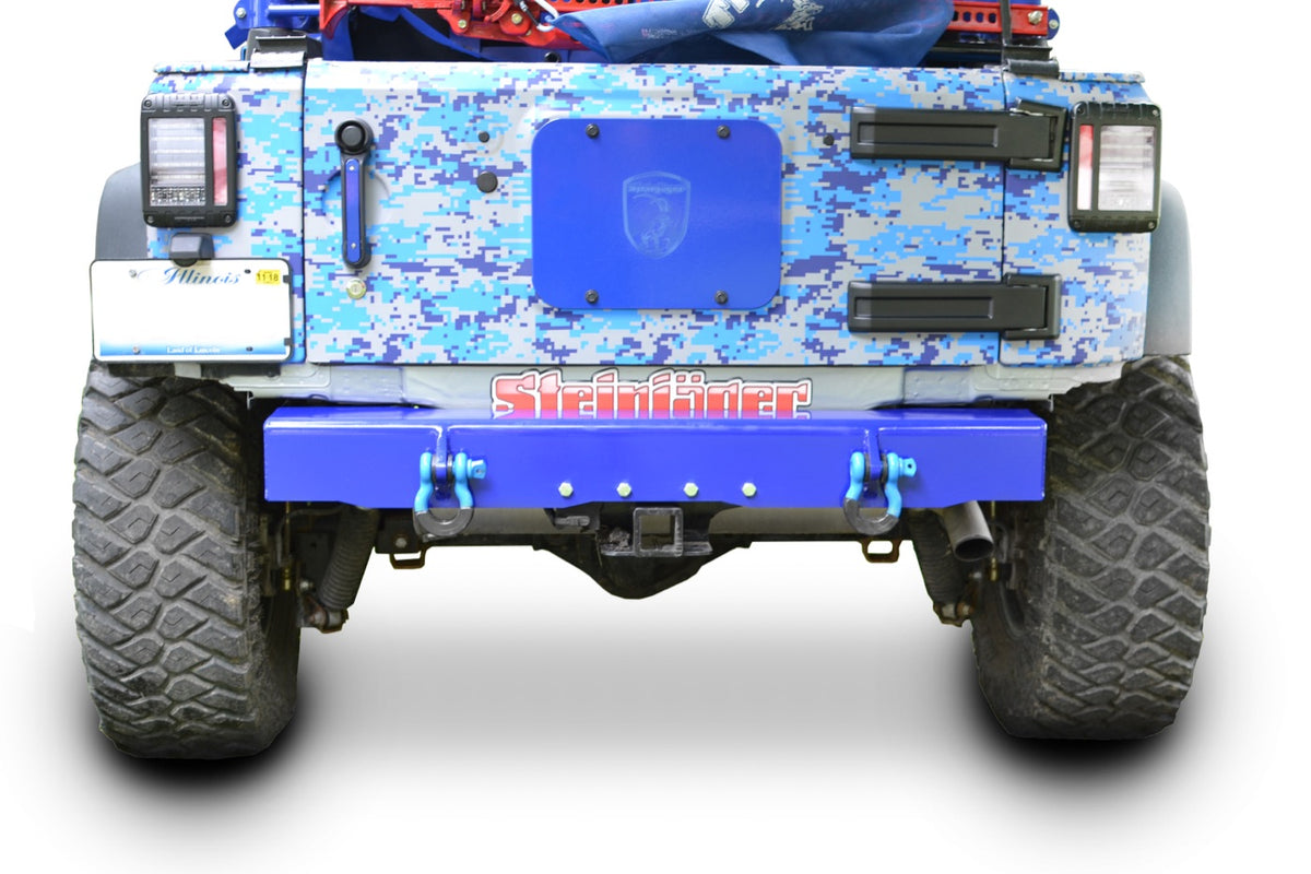 JK Cap-Style Rear Bumper with D-Ring Mounts - Southwest Blue