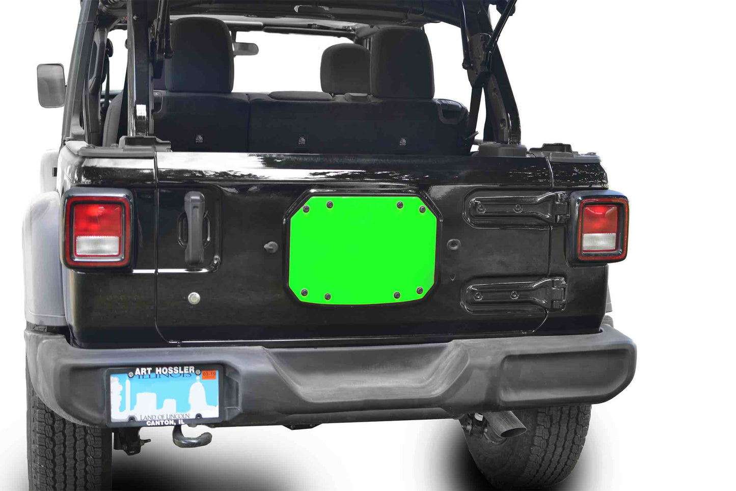 Steinjäger Wheels and Tires Wrangler JL 2018 to Present Spare Tire Delete Plate Neon Green