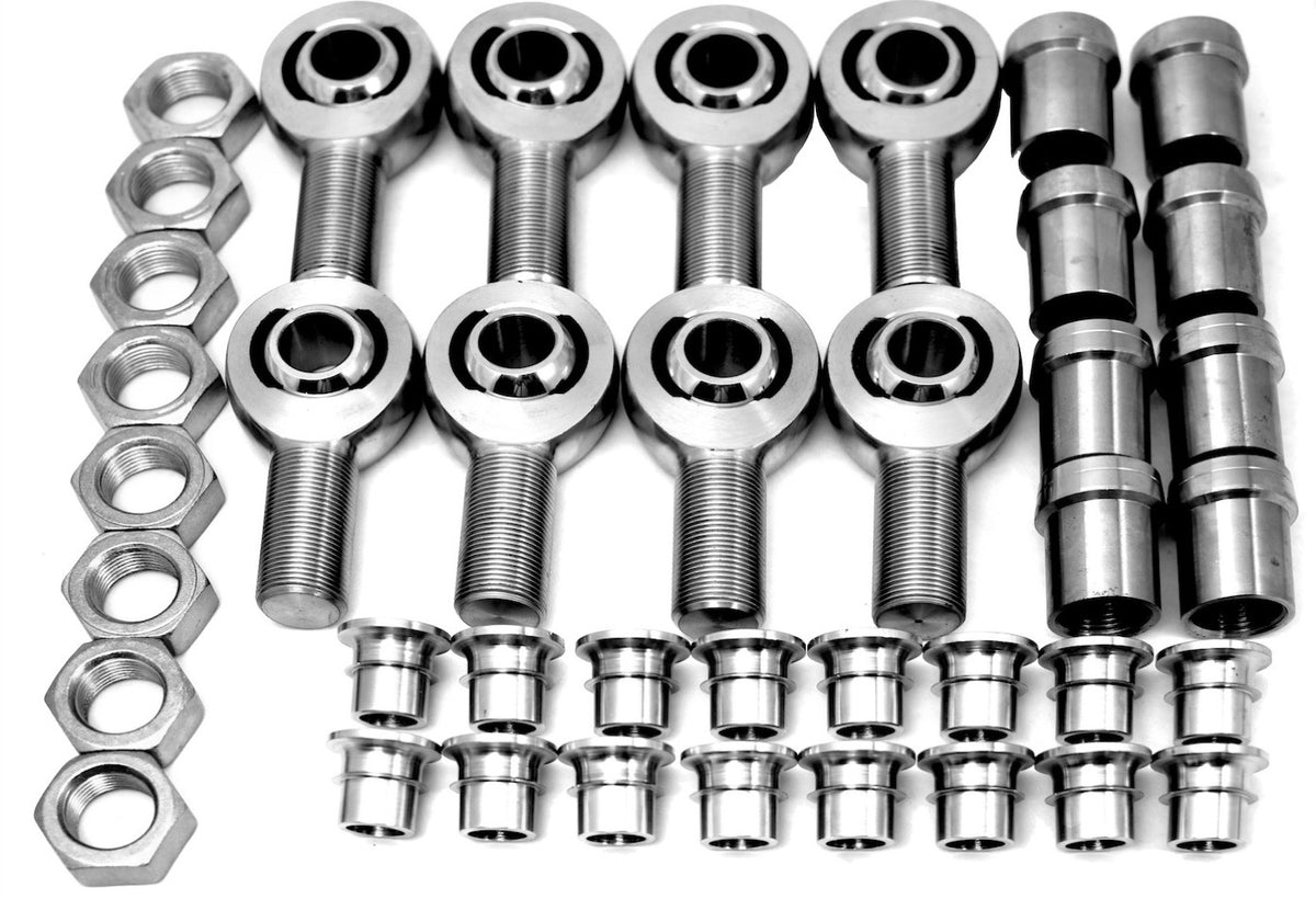 Rod End Kits - Builders Kit - 1.25-12 x 1 RH and LH - Chrome Moly Housing, Nylon Race - Fits 1.500 ID Tubing - 3/4 Insert Bore Size