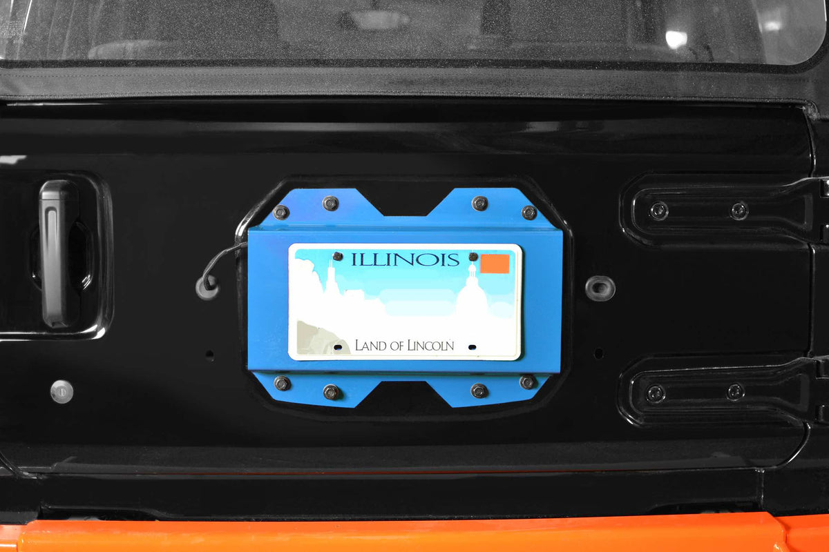 Steinjäger Exterior Accessories Wrangler JL 2018 to Present License Plate Brackets Playboy Blue