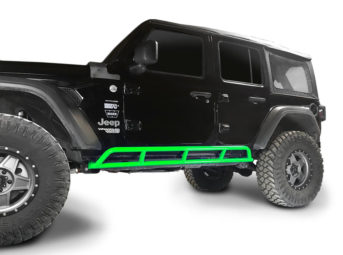 Steinjäger Armor Wrangler JL 2018 to Present Rock Sliders 4 Door JLU Neon Green