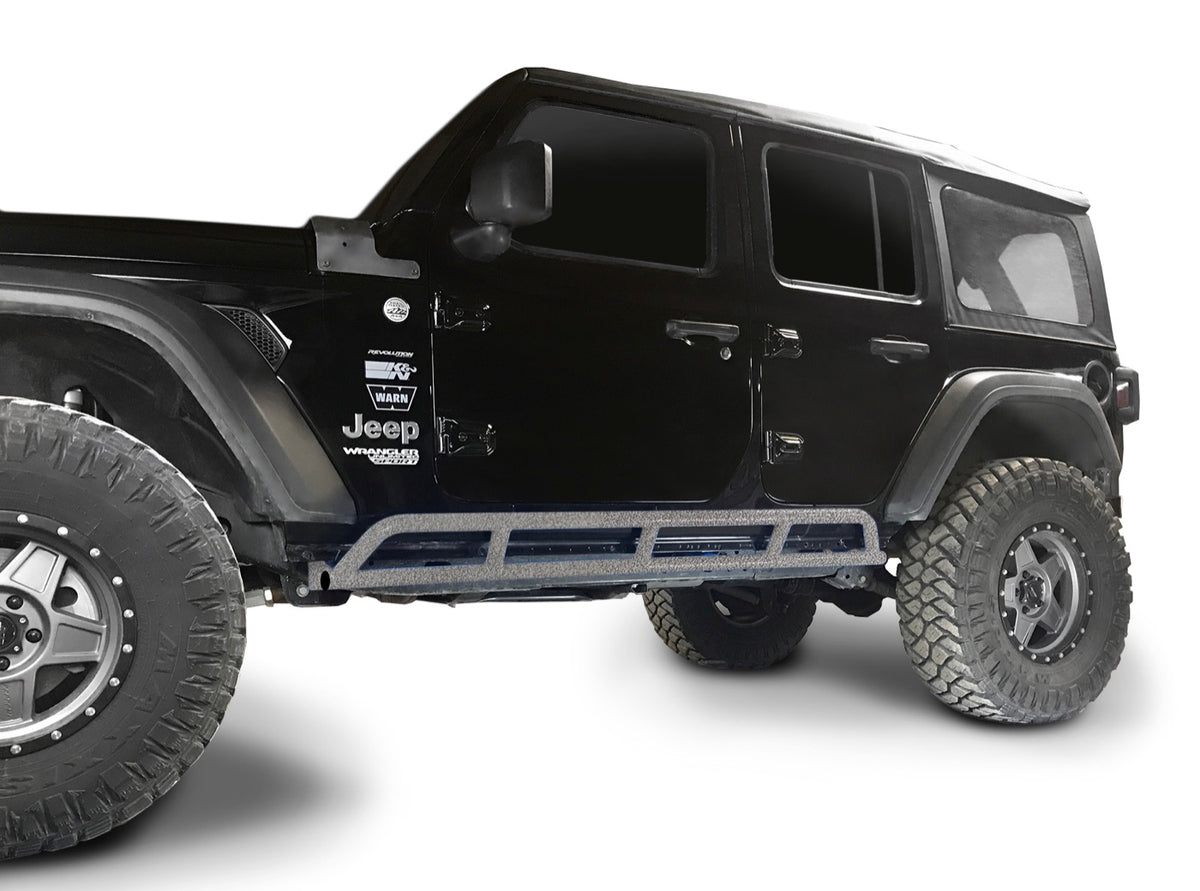 JLU 4-Door Rock Slider Kit - Gray Hammertone