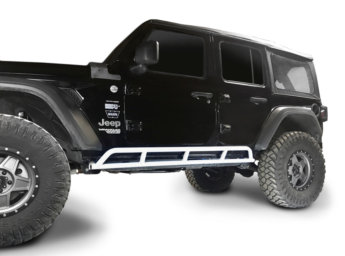 JLU 4-Door Rock Slider Kit - Cloud White