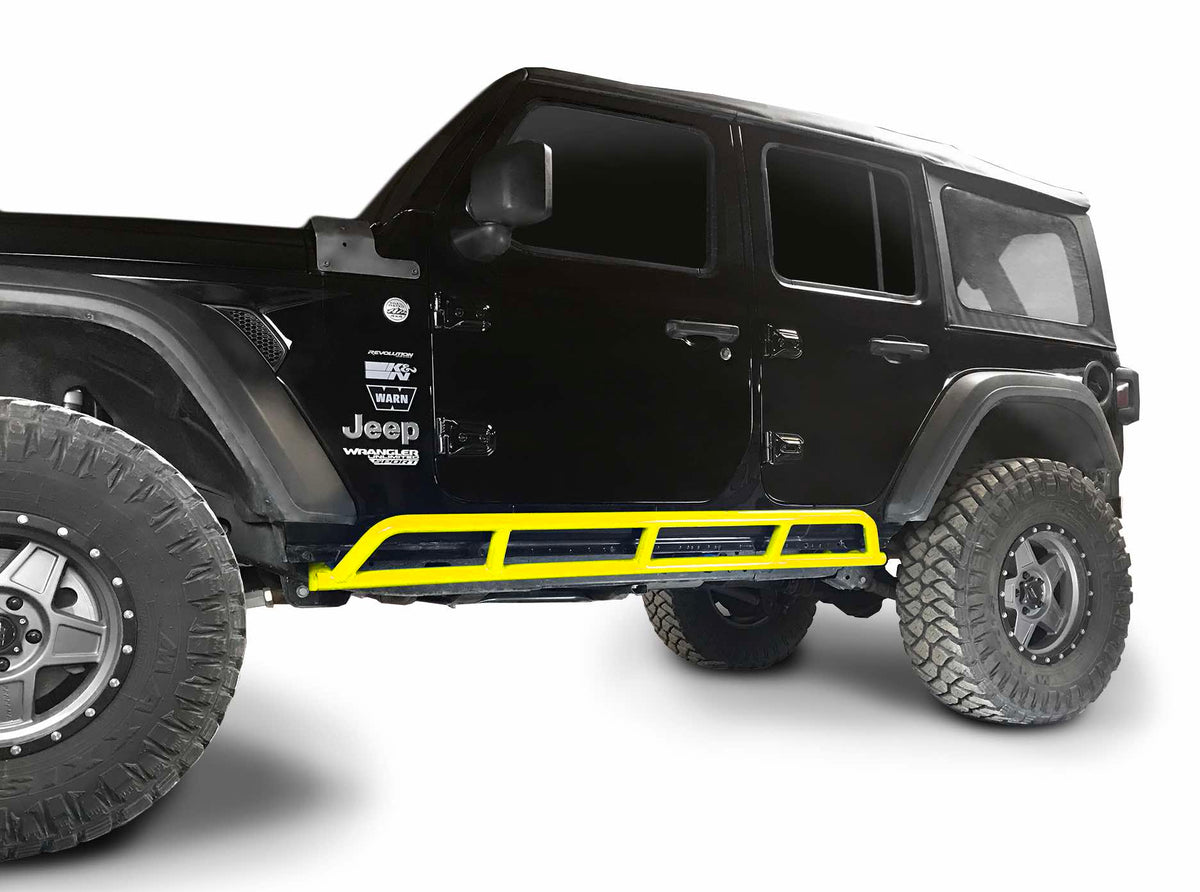 Steinjäger Armor Wrangler JL 2018 to Present Rock Sliders 4 Door JLU Neon Yellow