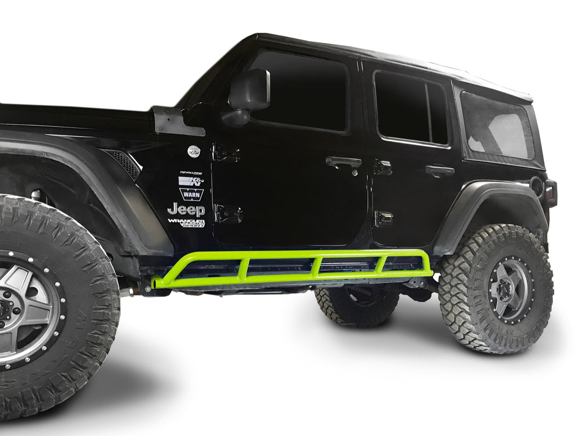 JLU 4-Door Rock Slider Kit - Gecko Green