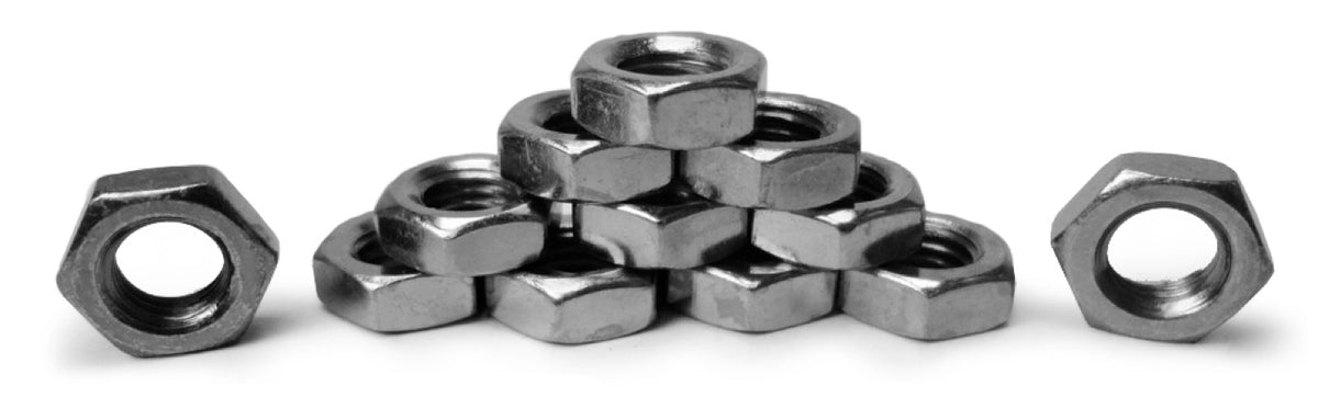 Bulk Jam Nuts - 7/8-14 RH - 12 Pack - Grade 2 - Plated Zinc Silver