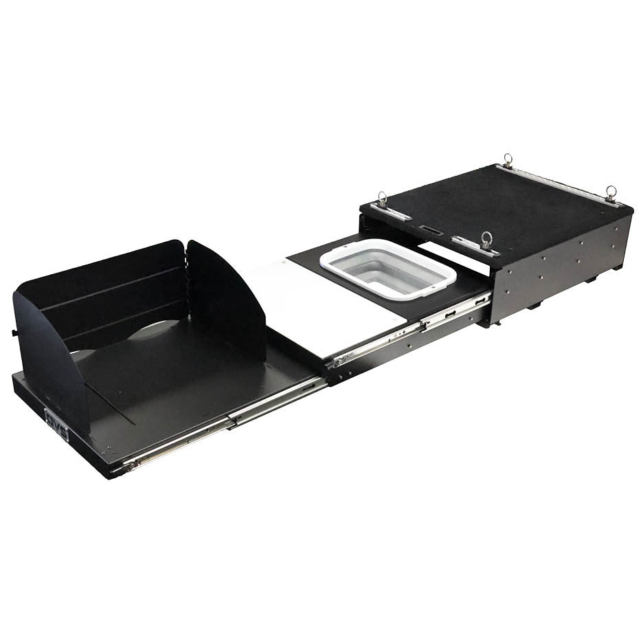 Overland Vehicle Systems Mid-Size Cargo Box Kitchen With Slide Out Sink, Cooking Shelf and Work Station