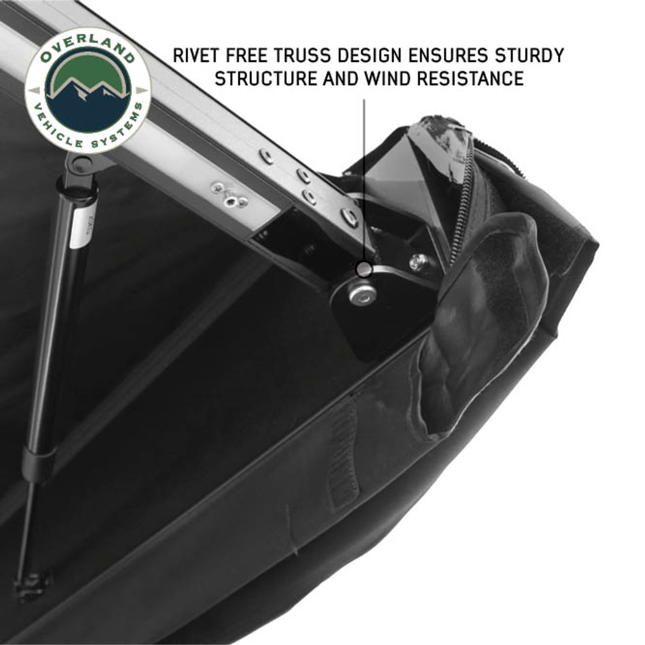 Overland Vehicle Systems XD Nomadic 2.5 - Awning W/Lights & Black Out , 8.0' Long, Black Body, Black Trim & Black Travel Cover