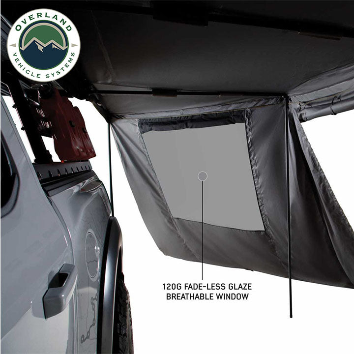 HD Nomadic 180 Awning Wall W/Door & Windows Universal Grey Body Green Trim W/Storage Bag