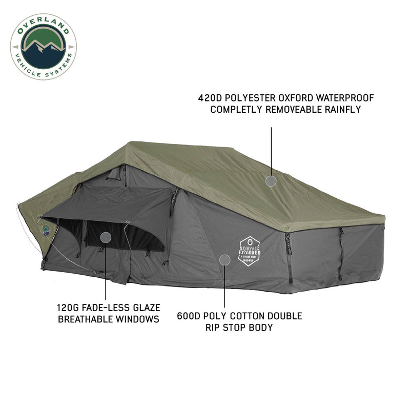 HD Nomadic N3E - Soft Sided Roof Top Tent, 3 Person, Grey Body & Green Rainfly