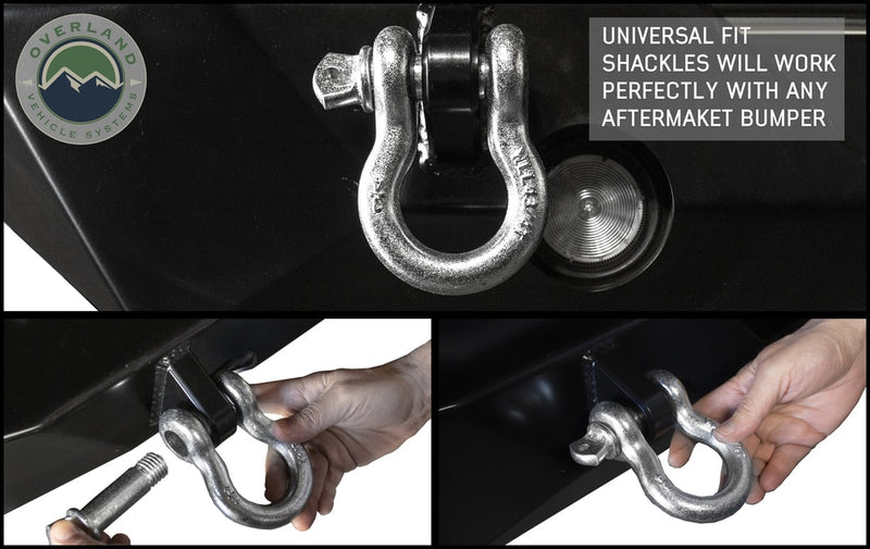 Recovery Shackle D-Ring 3/4 Inch 4.75 Ton Zinc Sold In Pairs Overland Vehicle Systems