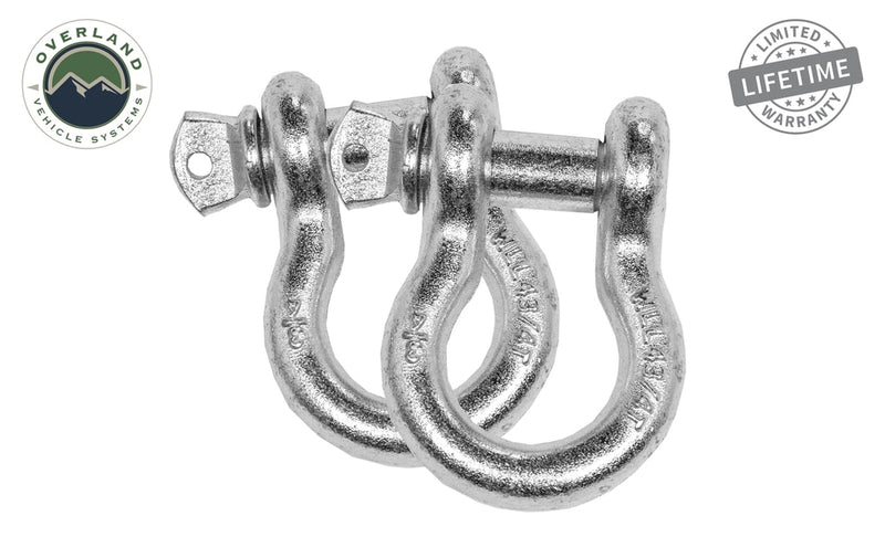 Recovery Shackle D-Ring 3/4 Inch 4.75 Ton Zinc Sold In Pairs Overland Vehicle Systems