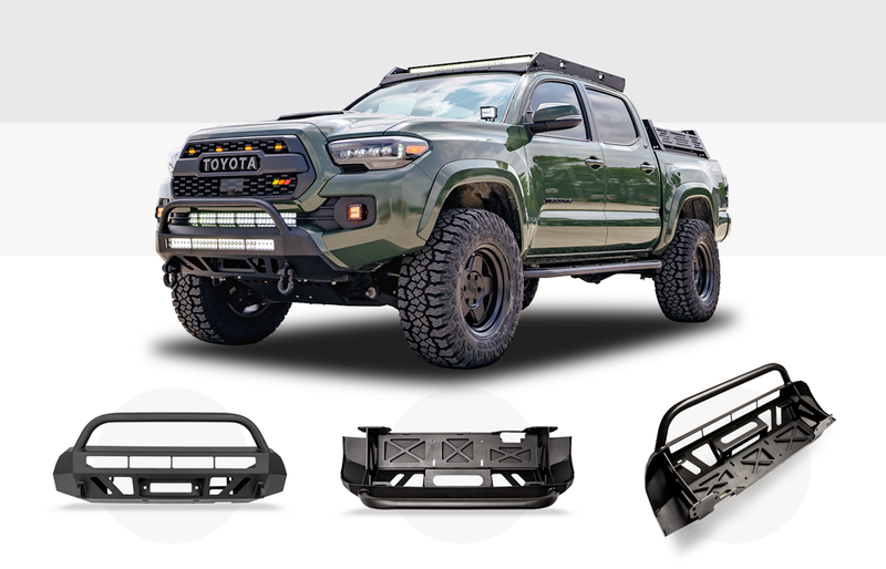 16-Up Tacoma Stealth Bumper 32 Inch LED Bar Spot Beam Bumper Light Bar-Blue-Tall 32 Inch Spot Beam with Relocation Mounts Bumper Light Bar Switch No Winch No D-Ring Cali Raised LED